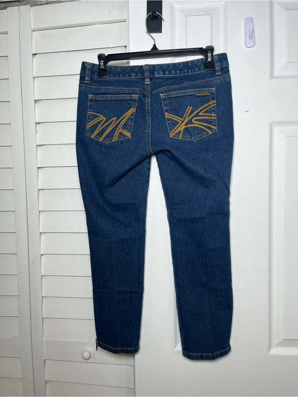 Michael Kors Petite Dark Wash Jeans with Ankle Zips, Size 2P